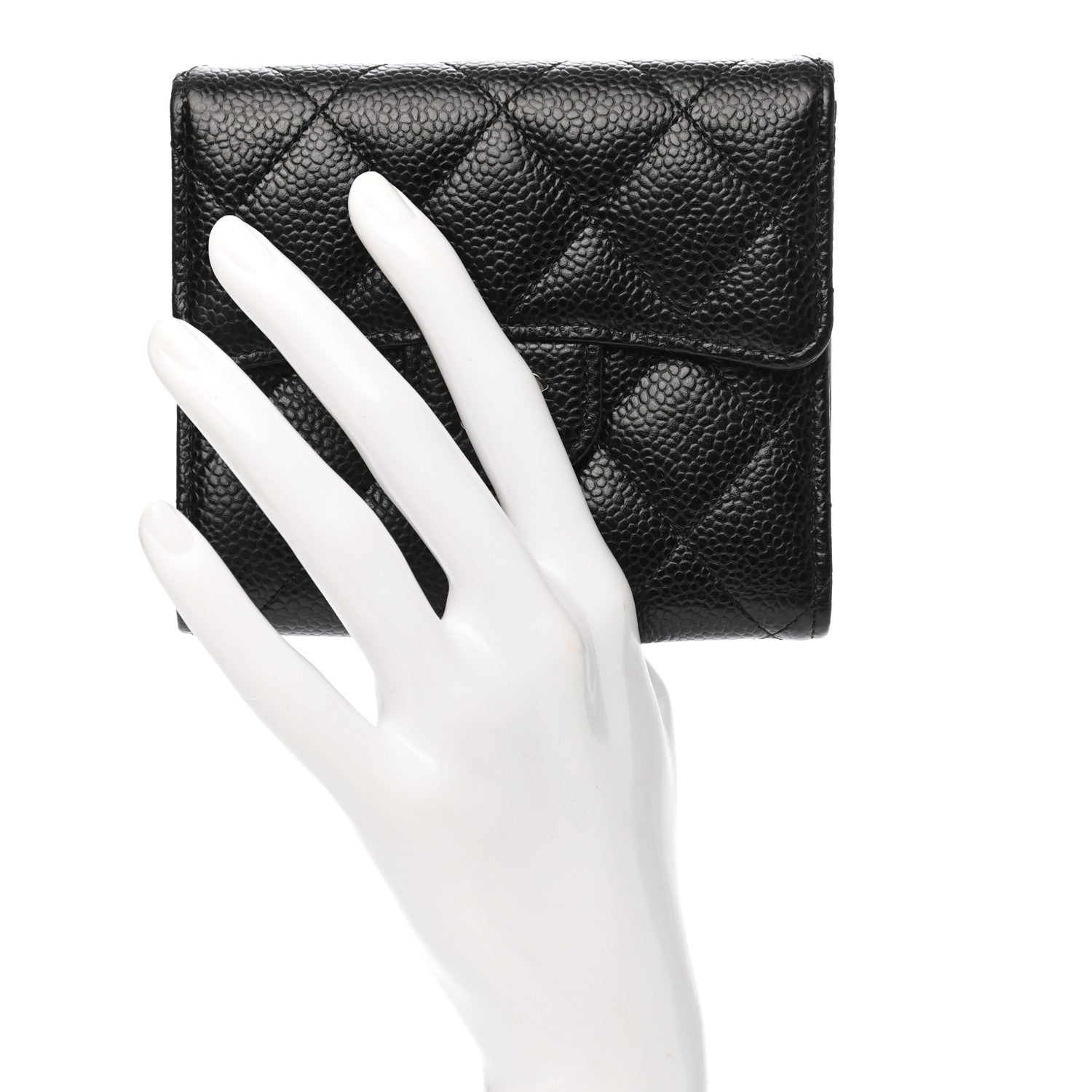 Chanel Caviar Quilted Compact Flap Wallet Black 2 of 7