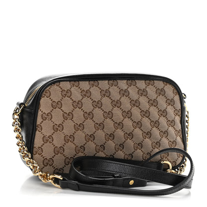 Gucci Monogram Matelasse Diagonal Small GG Marmont Chain Shoulder Bag Beige Black 3 of 11