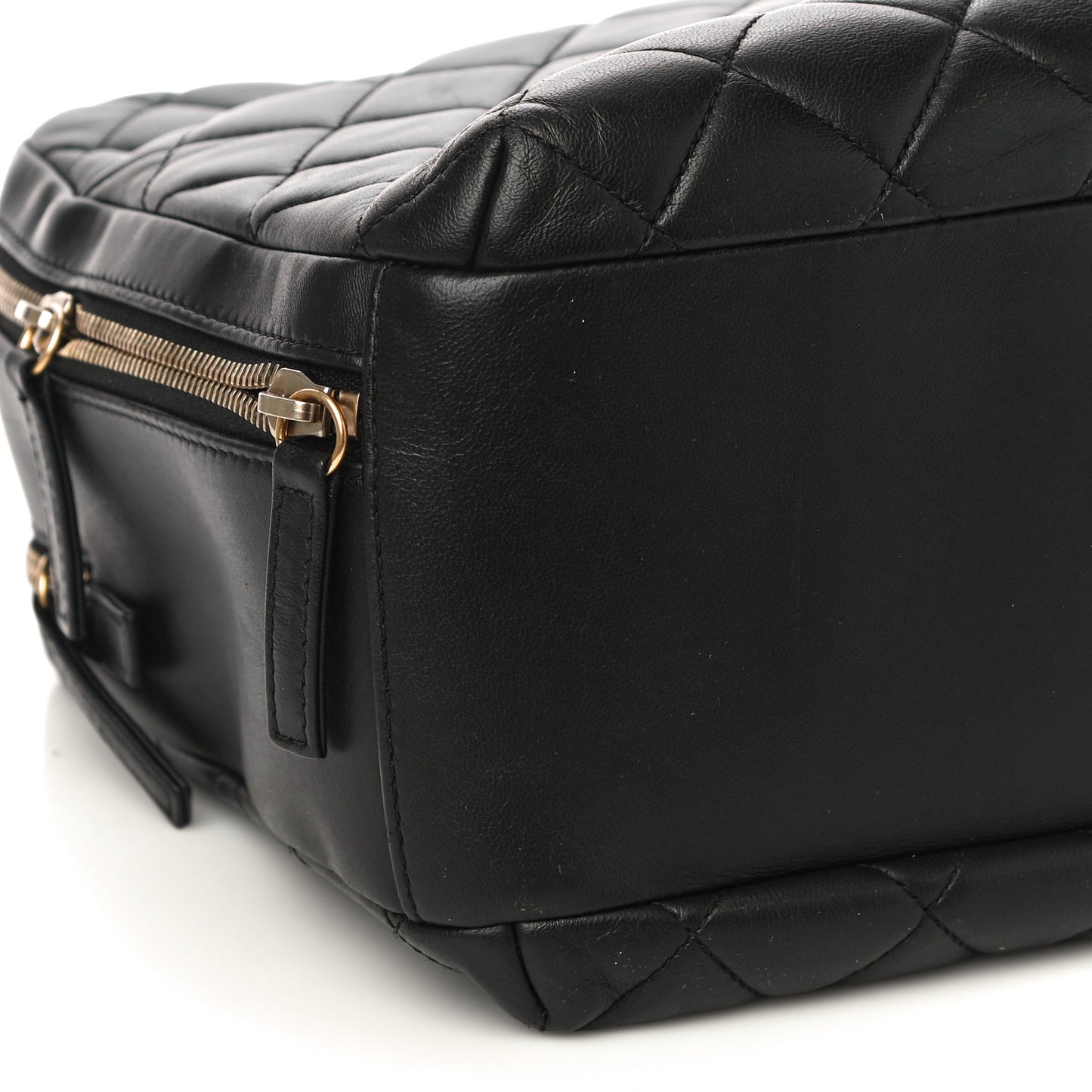 Lambskin Quilted Large Trendy CC Bowling Bag Black