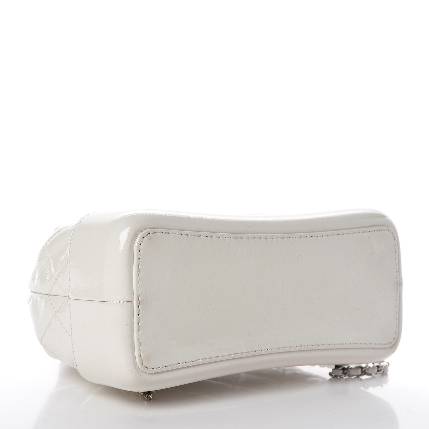 Patent Goatskin Quilted Small Gabrielle Backpack White