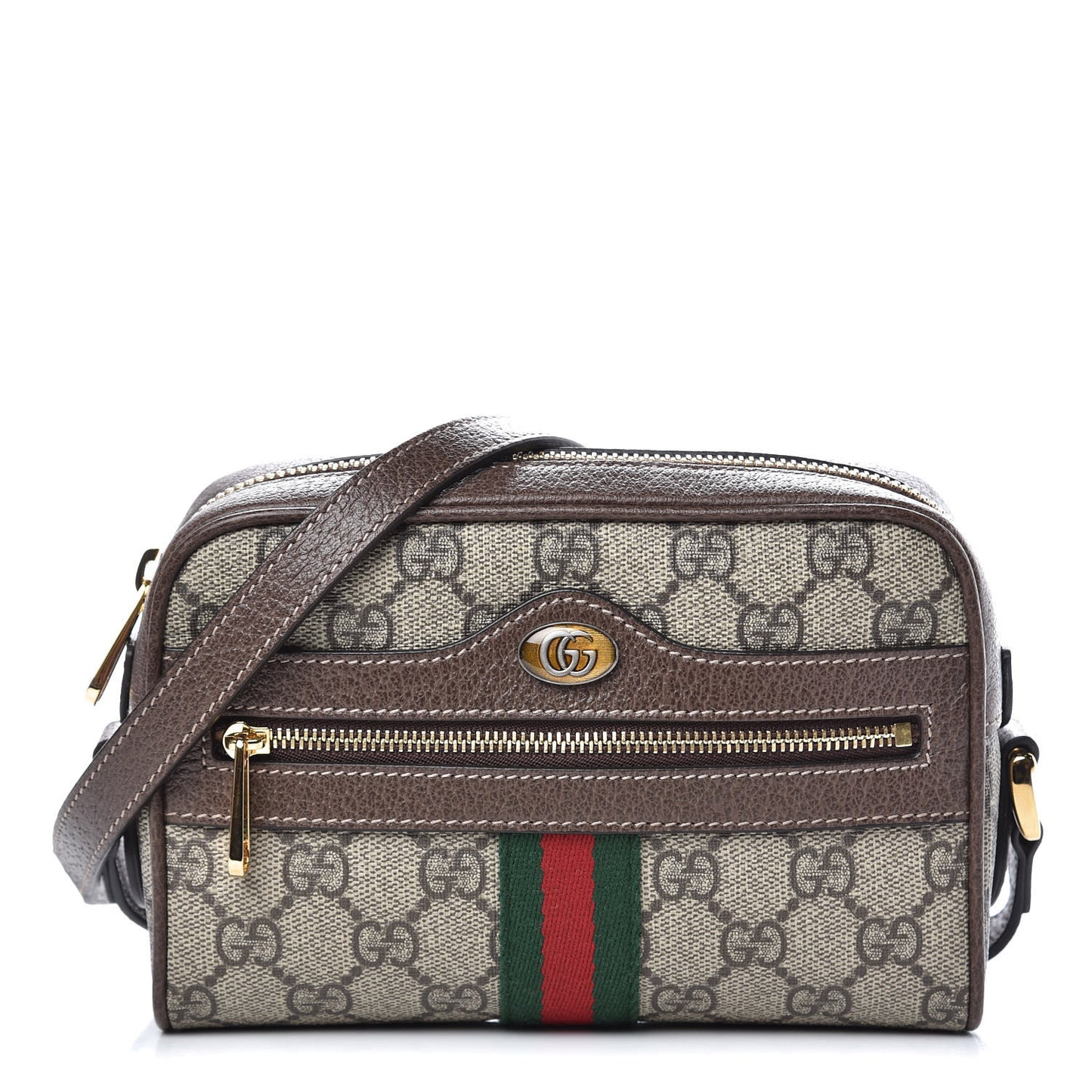 GG Supreme Monogram Web Mini Ophidia Shoulder Bag Brown