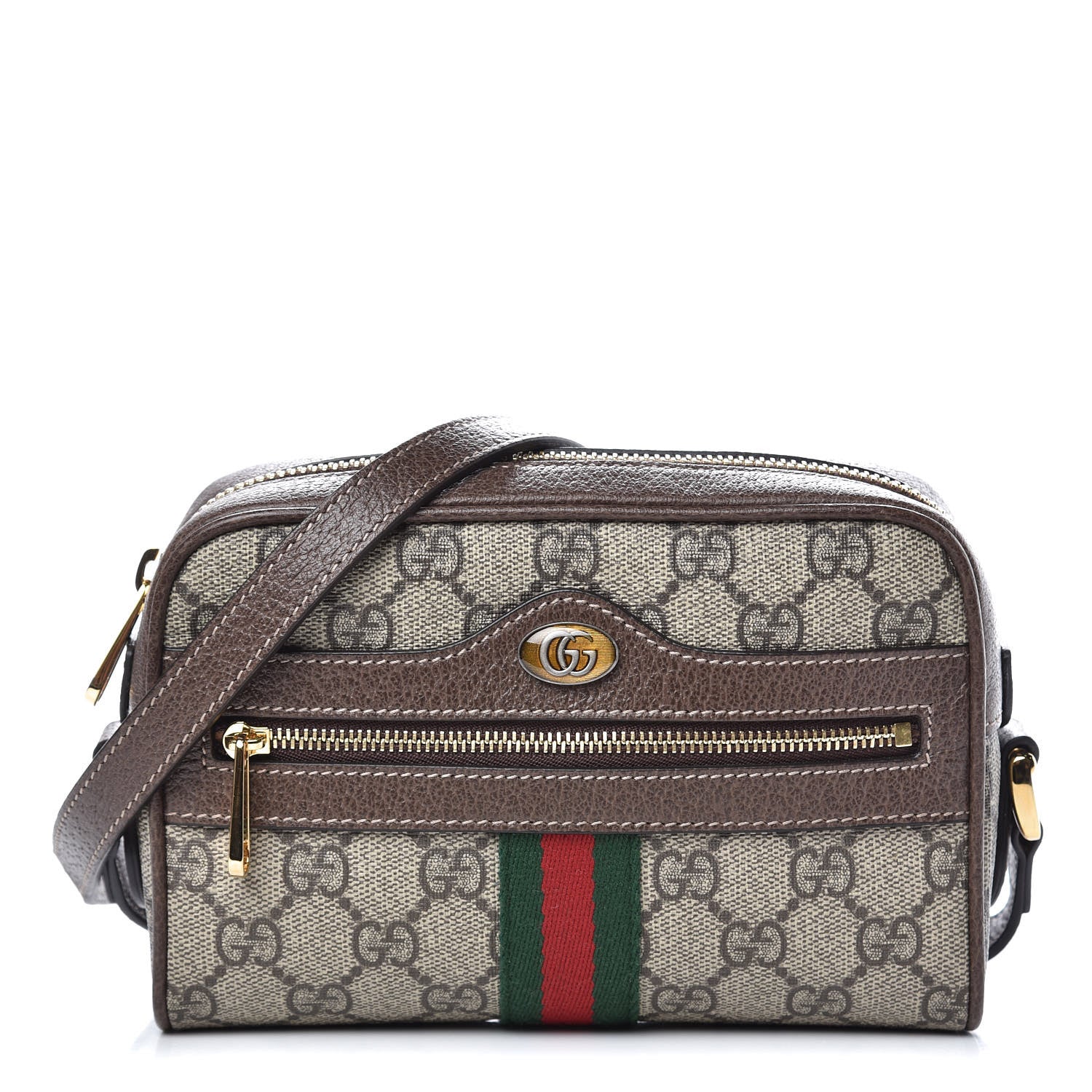 Gucci GG Supreme Monogram Web Mini Ophidia Shoulder Bag Brown 1 of 9