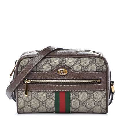 Gucci GG Supreme Monogram Web Mini Ophidia Shoulder Bag Brown 1 of 9