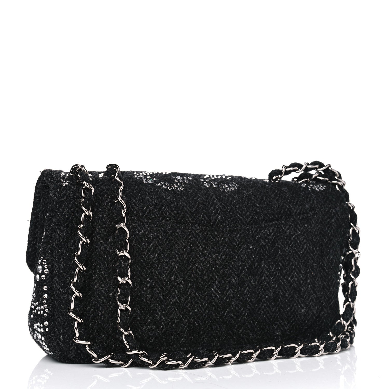 Chanel Tweed Swarovski Crystal Leopard Jumbo Flap Black 2 of 4