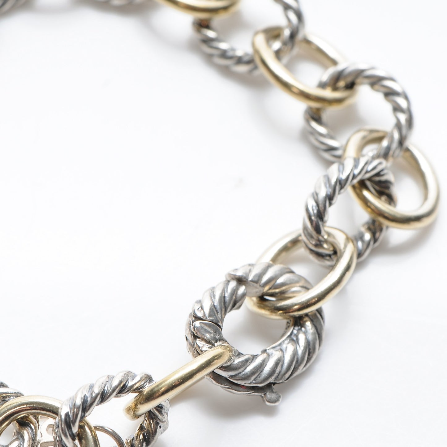 Sterling Silver 18K Yellow Gold 10mm Medium Oval Link Bracelet