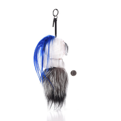 Fendi Mink Fox Goat Fur Karlito Bag Charm Blue 2 of 2