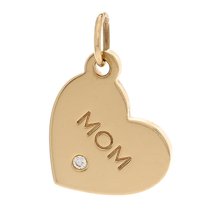 Tiffany 18K Yellow Gold Diamond Mom Heart Charm 1 of 4