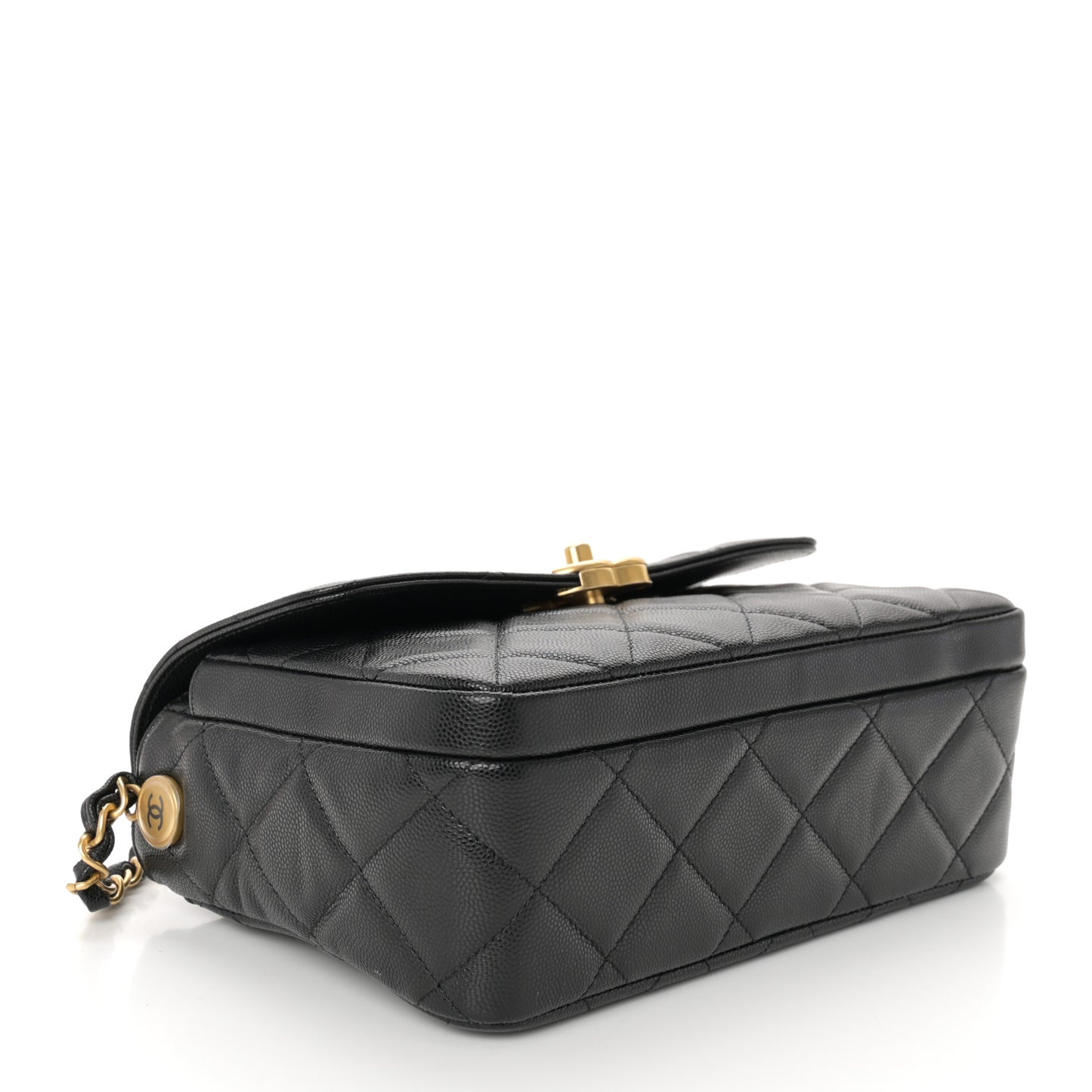 Shiny Caviar Quilted Small Flap Black