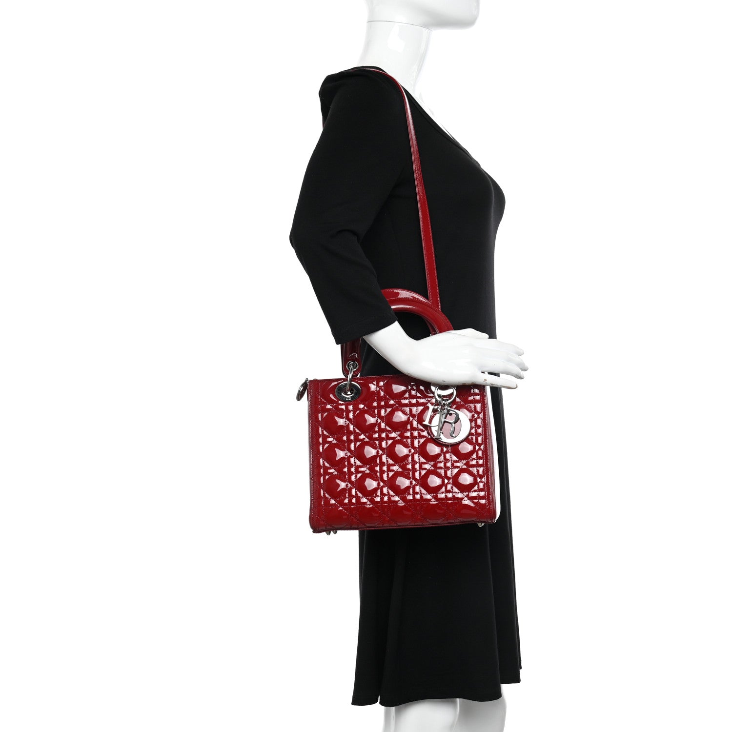 Christian Dior Patent Cannage Medium Lady Dior Red 2 of 9