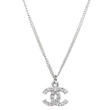 Chanel Crystal Timeless CC Necklace Silver 1 of 8