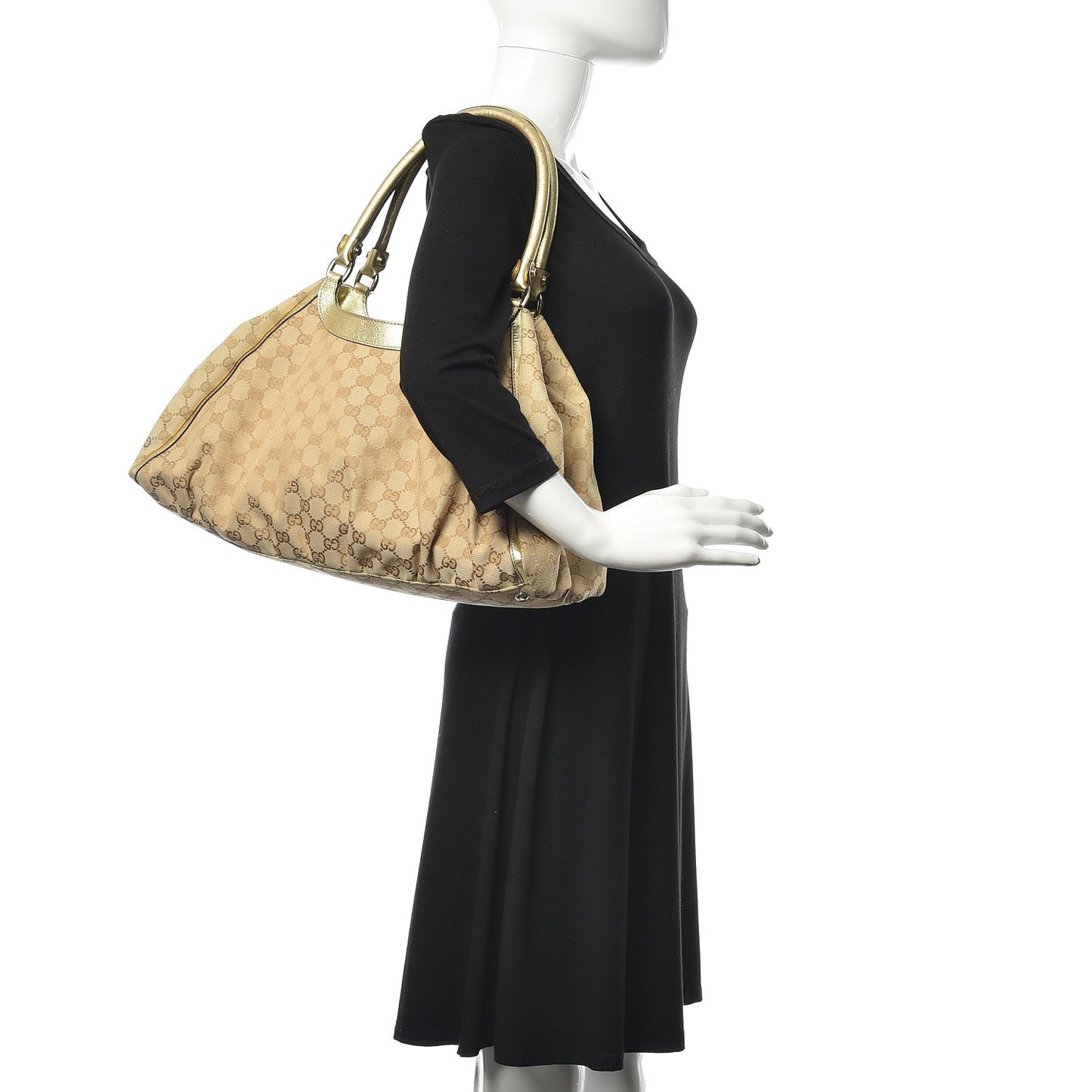 Monogram Large D Gold Hobo Metallic Gold