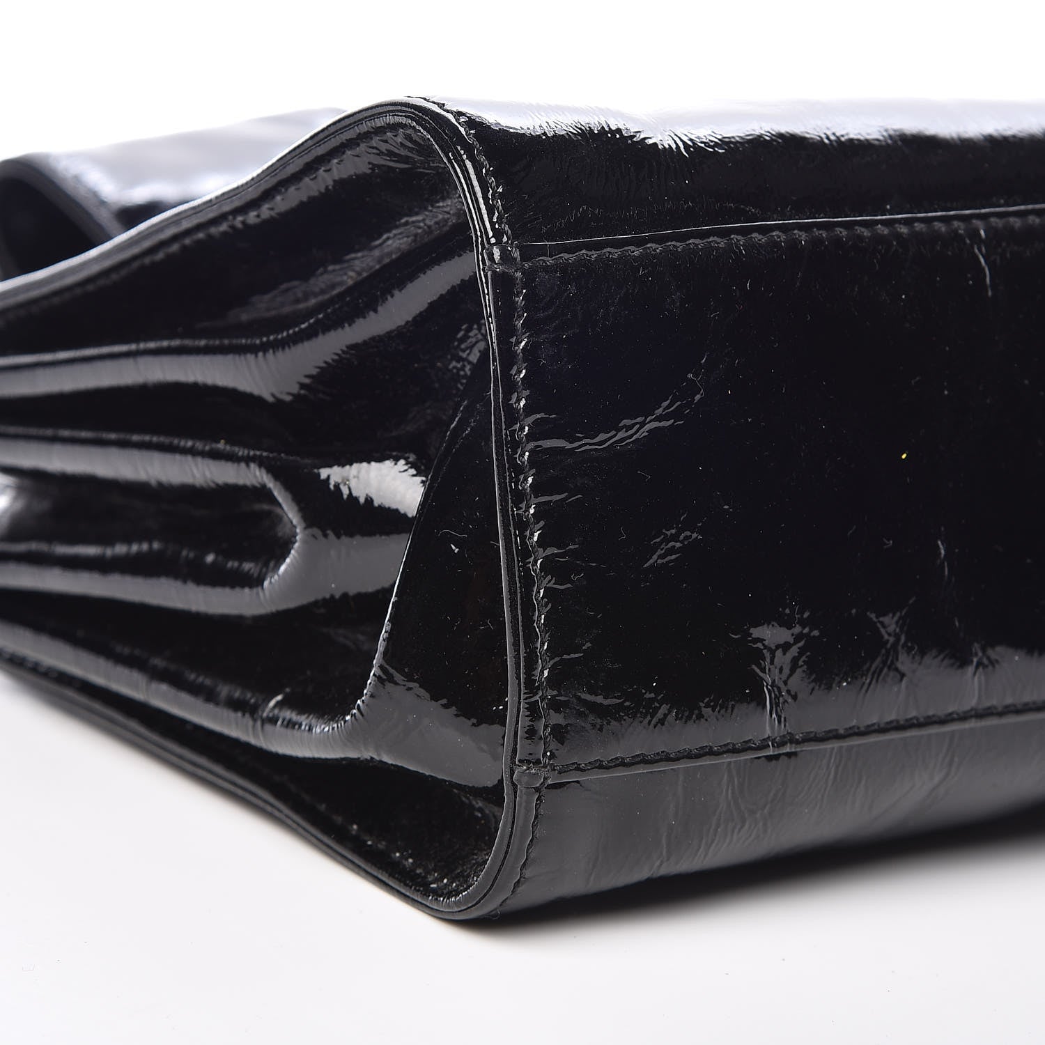 Chanel Patent Mademoiselle Lock Convertible Wrist Clutch Bag Black 9 of 11