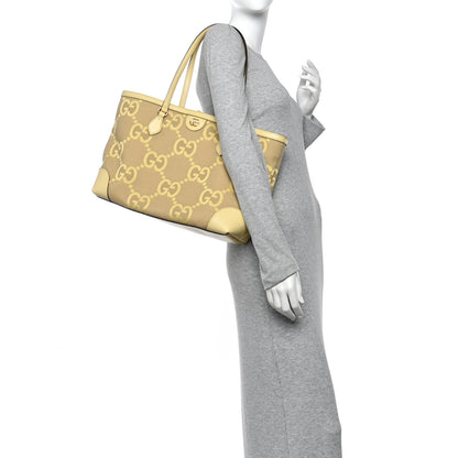 Gucci Monogram Jumbo GG Textured Dollar Calfskin Medium Ophidia Shopping Tote Beige Banana 2 of 10