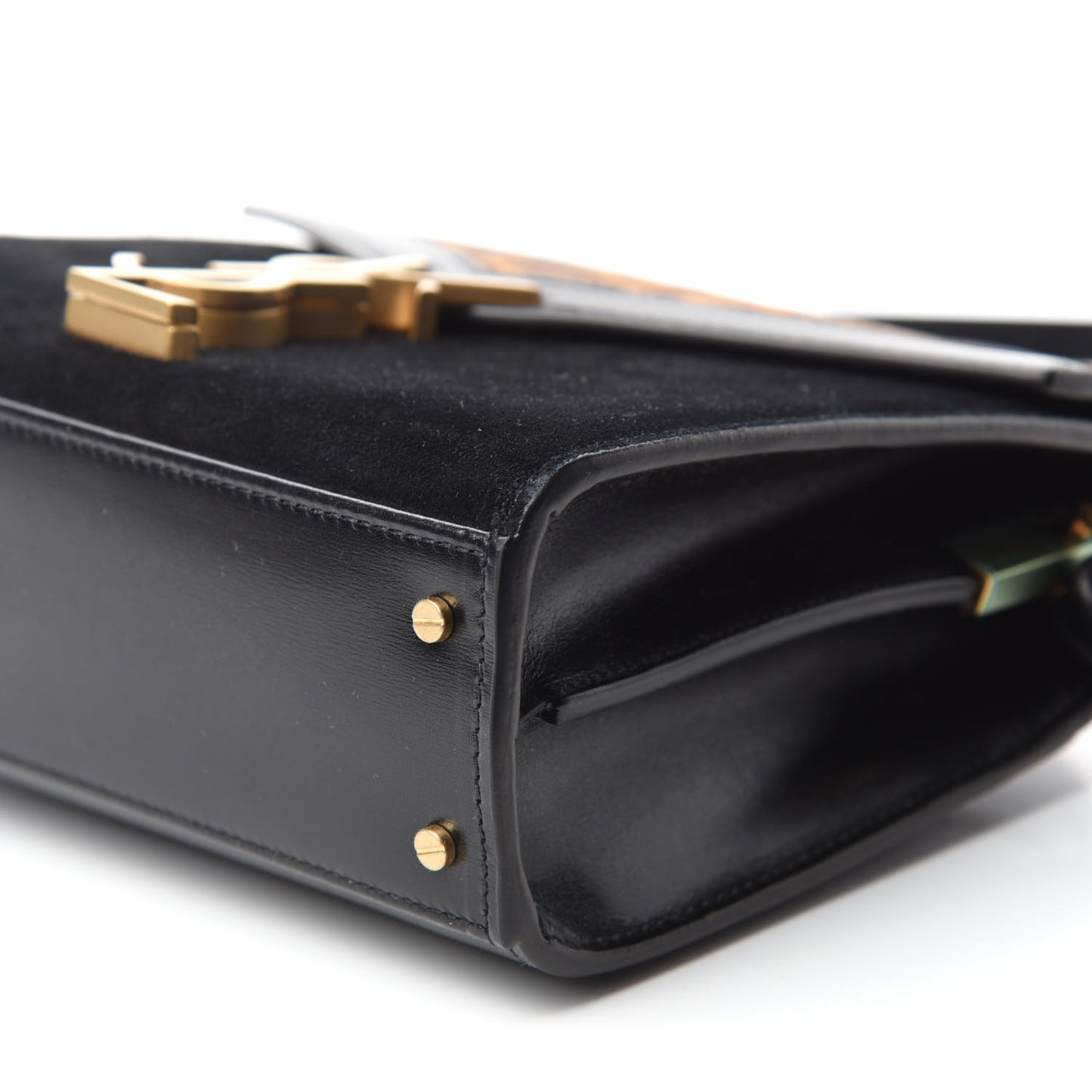 Suede Leopard Print Mini Classic Monogram Cassandra Top Handle Manto Naturale Black