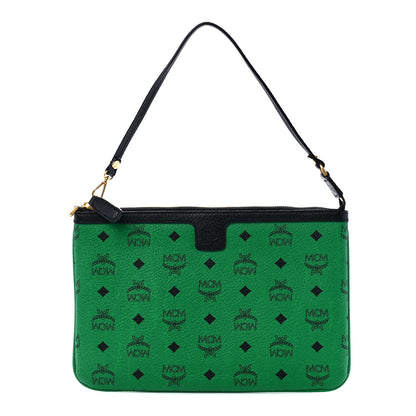 MCM Visetos Liz Shopper Tote Pouch Green 1 of 10