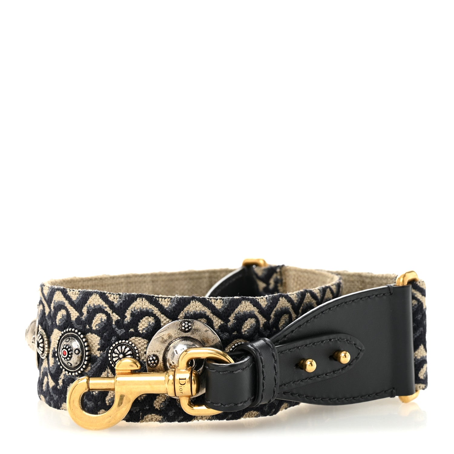 Christian Dior Oblique Studded Shoulder Strap Blue 1 of 5
