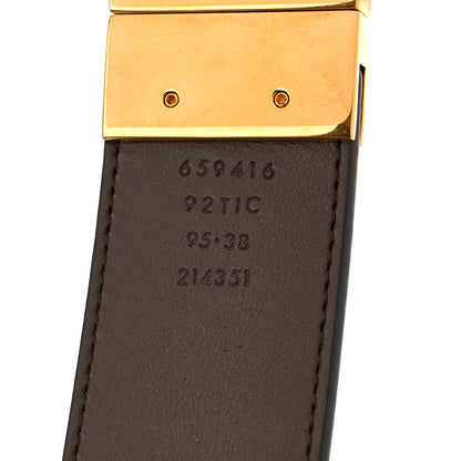 Gucci GG Supreme Monogram Plutone Calfskin Double G Reversible 37mm Belt 95 38 Beige Ebony New Acero 3 of 5
