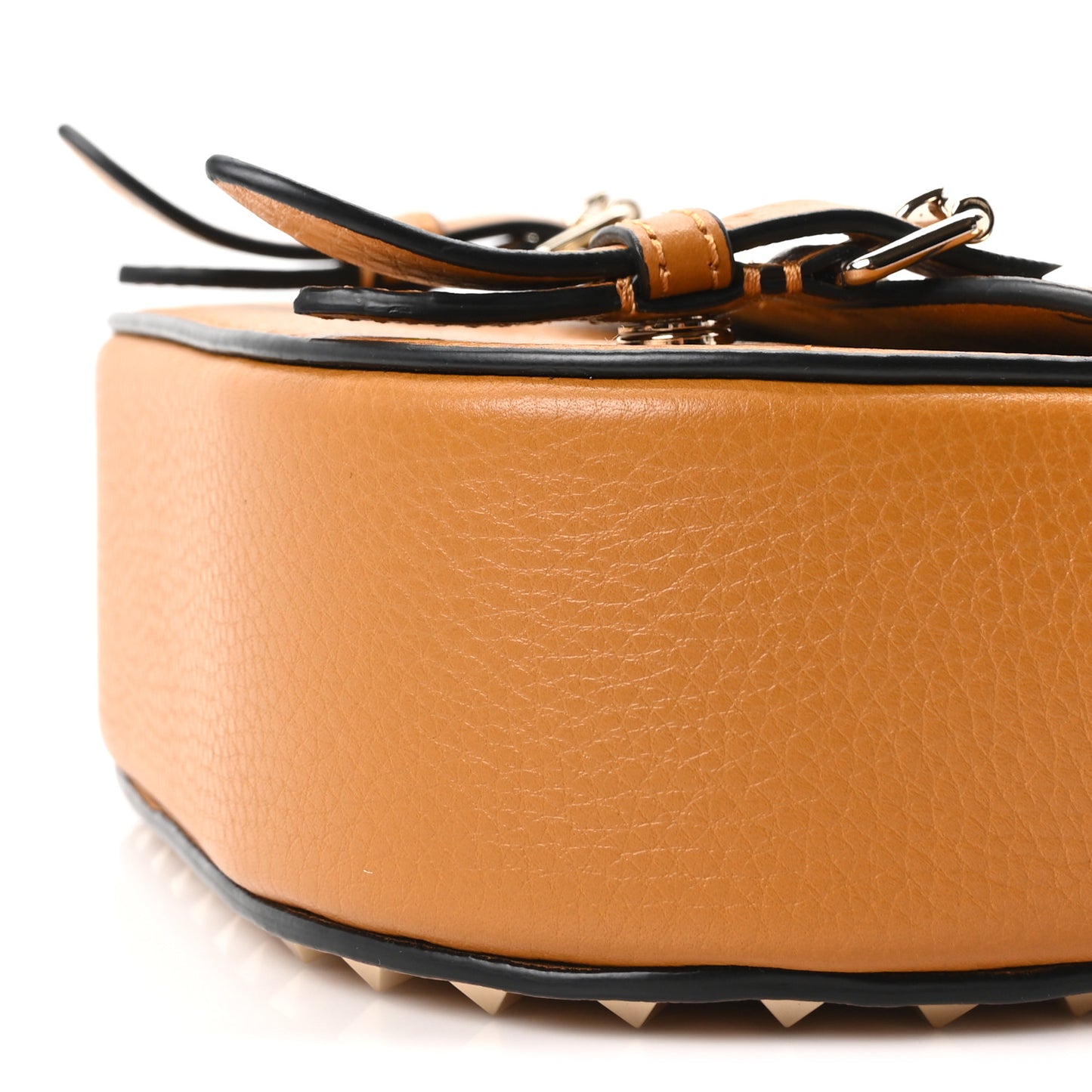 Vitello Small Rockstud Satchel Crossbody Bag Light Cuir