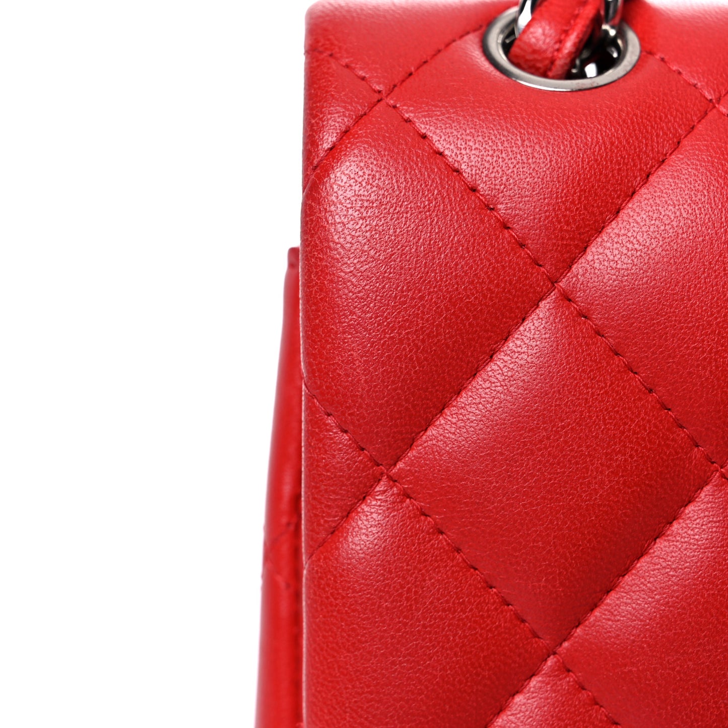 Lambskin Quilted Jumbo Double Flap Red