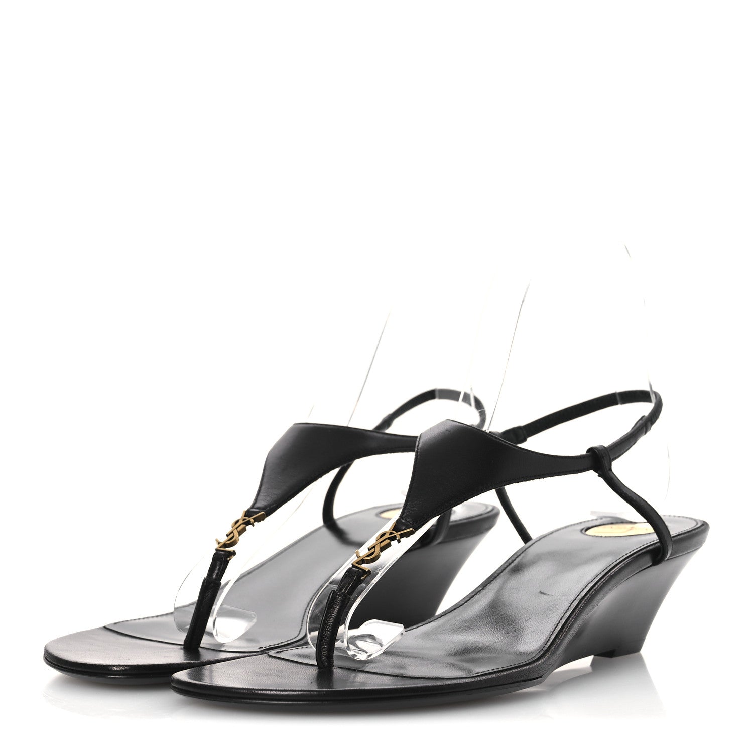 Saint Laurent Smooth Calfskin Cassandra Monogram Sandals 38 Black 7 of 22