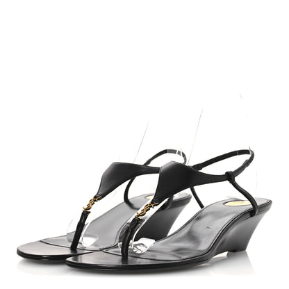 Saint Laurent Smooth Calfskin Cassandra Monogram Sandals 38 Black 7 of 22