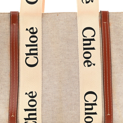 Chloe Cotton Calfskin Medium Woody Ribbon Tote White Brown 8 of 17