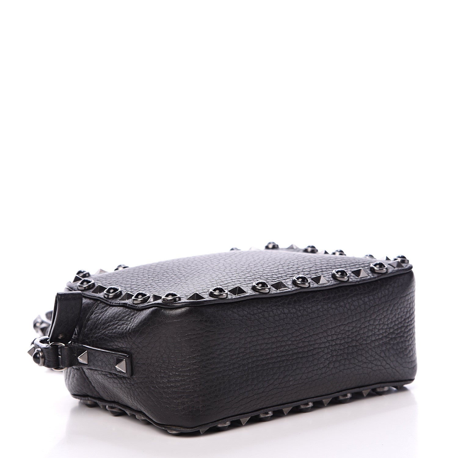 Valentino Garavani Grained Calfskin Onyx Rockstud Rolling Camera Crossbody Bag Black 3 of 11