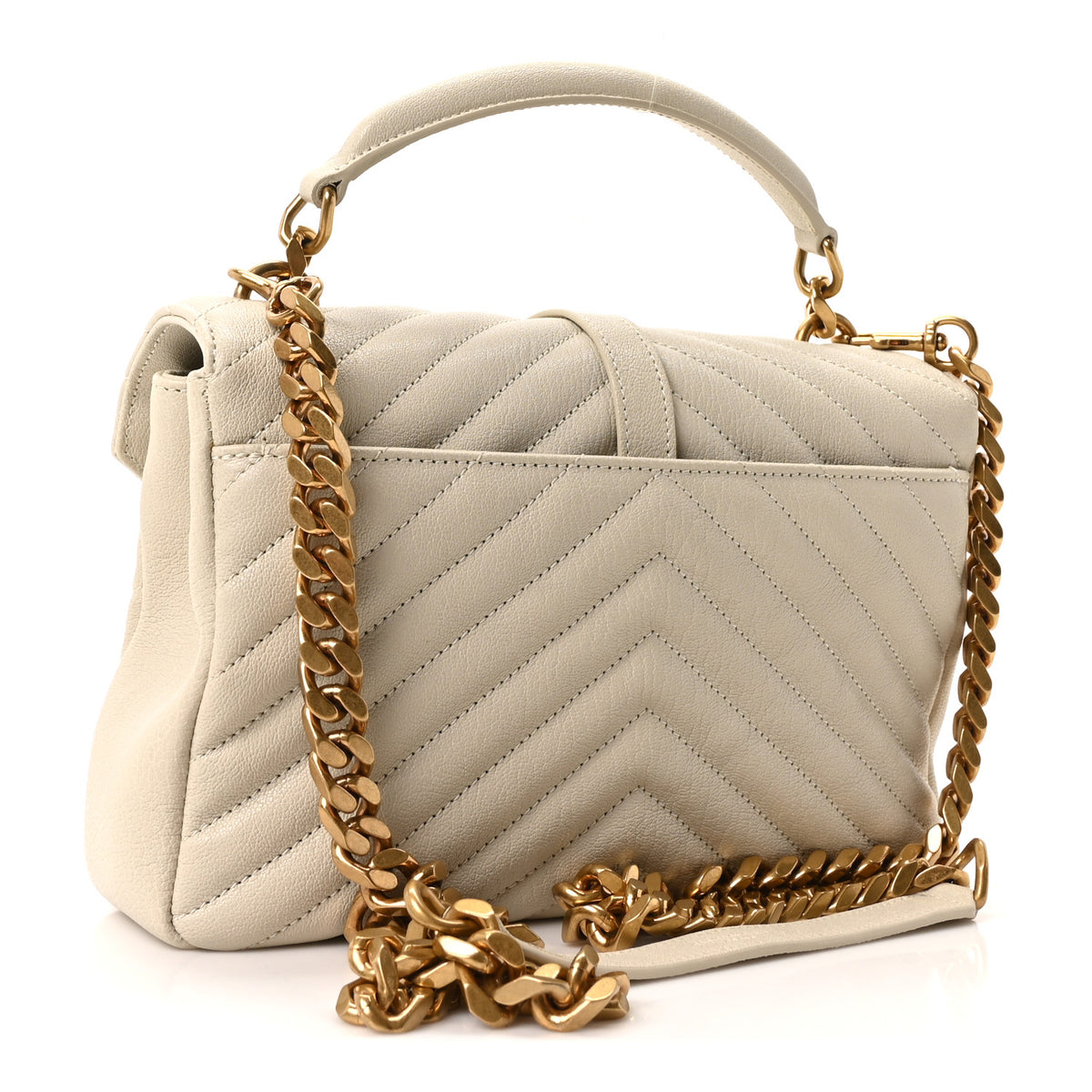 Saint Laurent Sheepskin Matelasse Chevron Monogram Medium College Bag Crema Soft 3 of 10