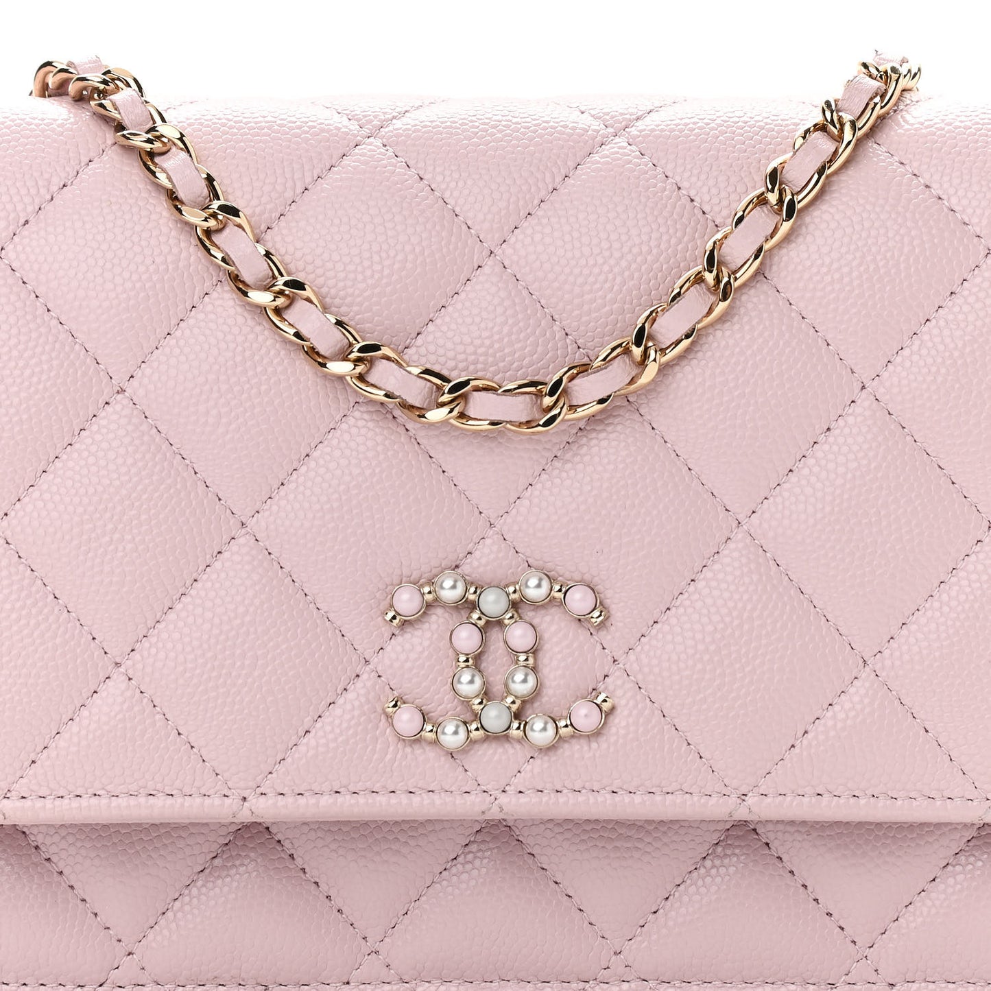 Caviar Quilted Coco Candy Wallet On Chain WOC Light Pink