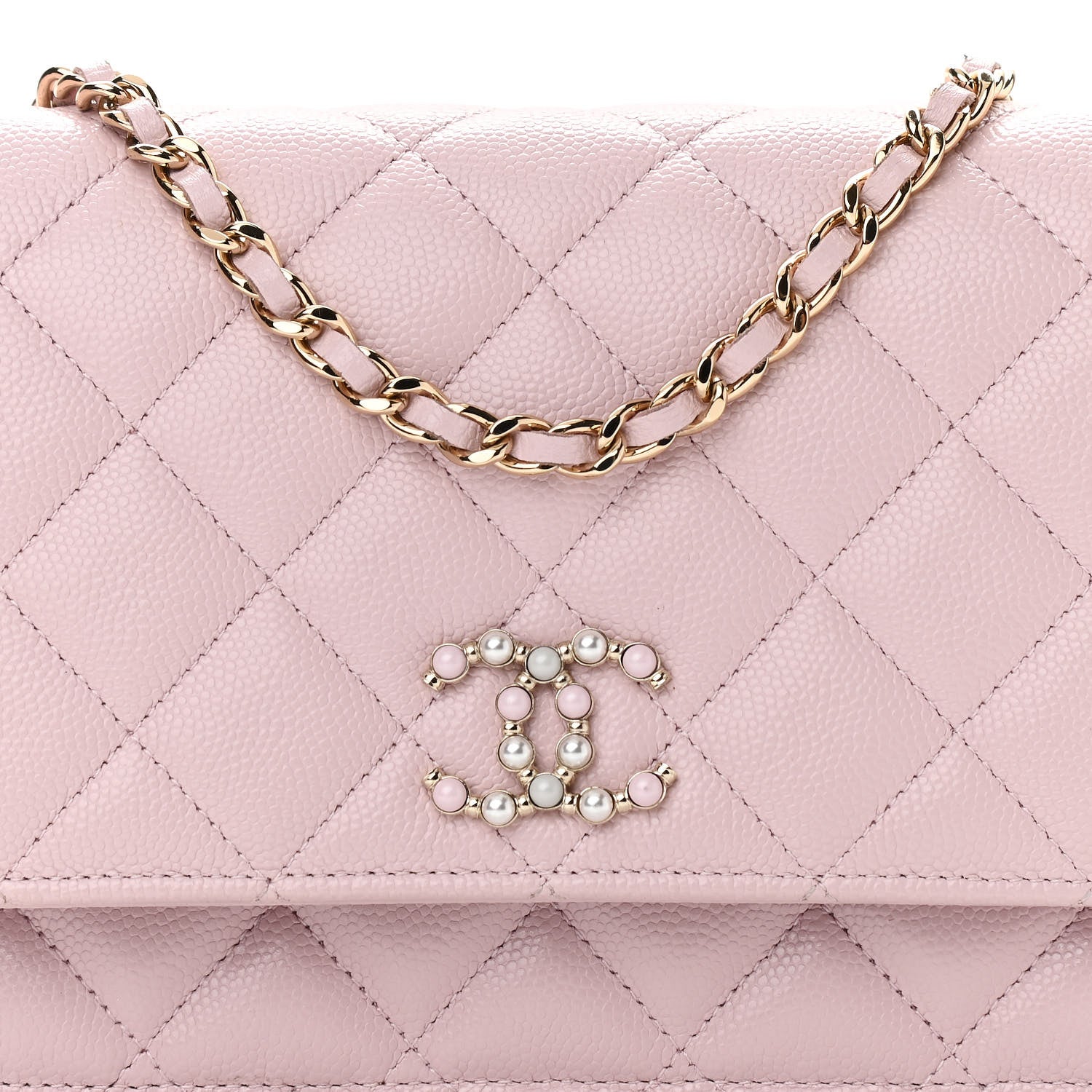 Chanel Caviar Quilted Coco Candy Wallet On Chain WOC Light Pink 8 of 11