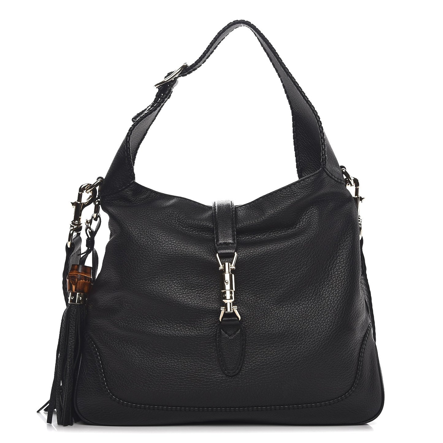 Pebbled Calfskin Medium New Jackie Shoulder Bag Black