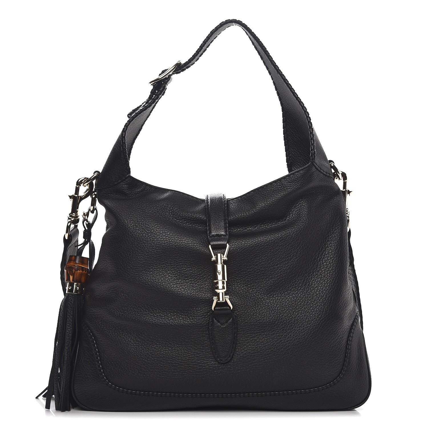 Gucci Pebbled Calfskin Medium New Jackie Shoulder Bag Black 1 of 11