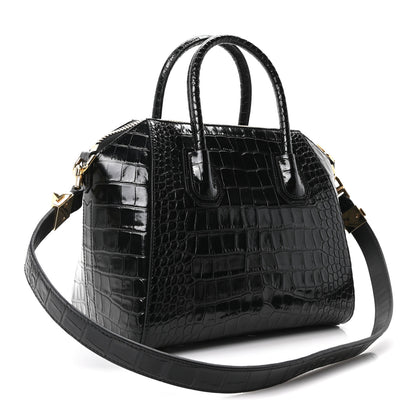 Givenchy Calfskin Crocodile Embossed Small Antigona Black 3 of 10