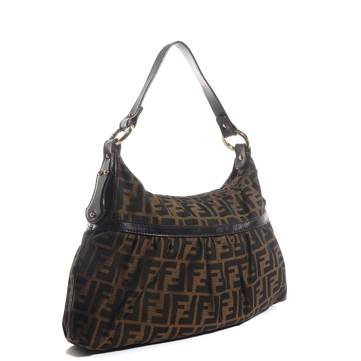 Fendi Zucca Cuoio Lucido Chef Hobo Tobacco Moro 3 of 9