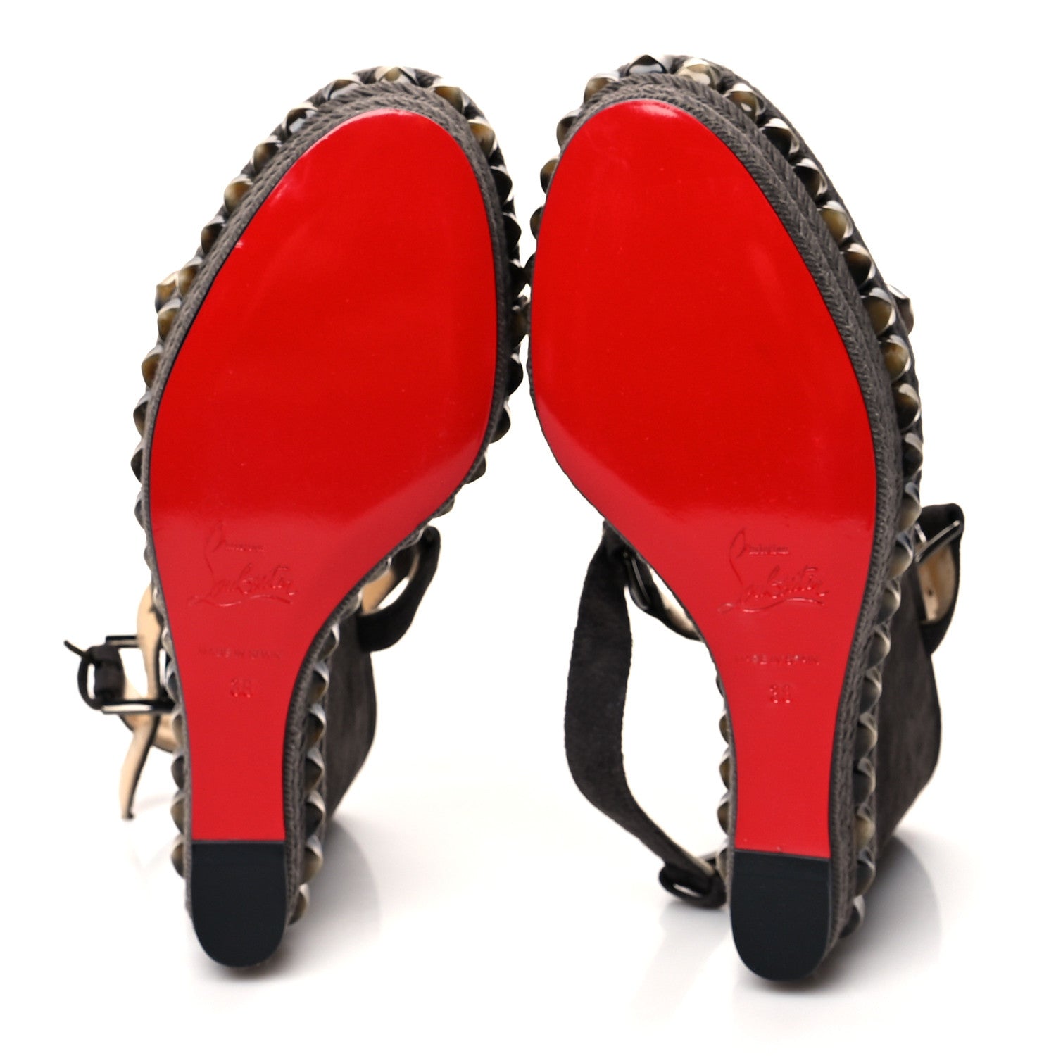 Christian Louboutin Veau Velours Cataclou 120 Wedge Sandals 38 Sand 5 of 7