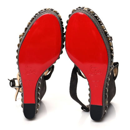 Christian Louboutin Veau Velours Cataclou 120 Wedge Sandals 38 Sand 5 of 7