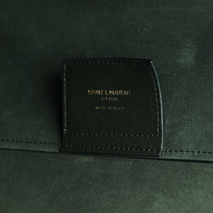 Saint Laurent Calfskin Large Shopping Tote Dark Green 7 of 10