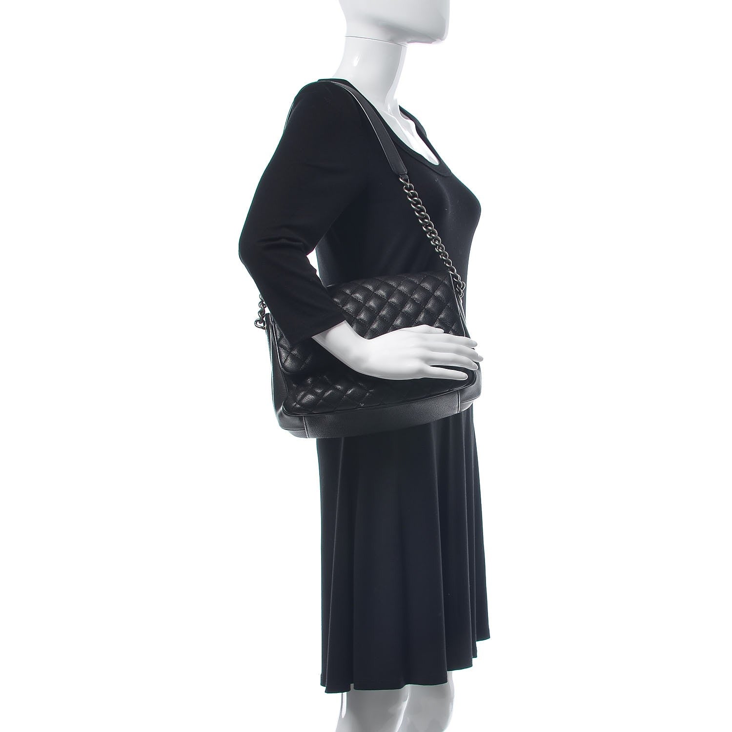 Chanel Caviar Quilted Medium Rock In Rome Single Flap Black 2 of 12