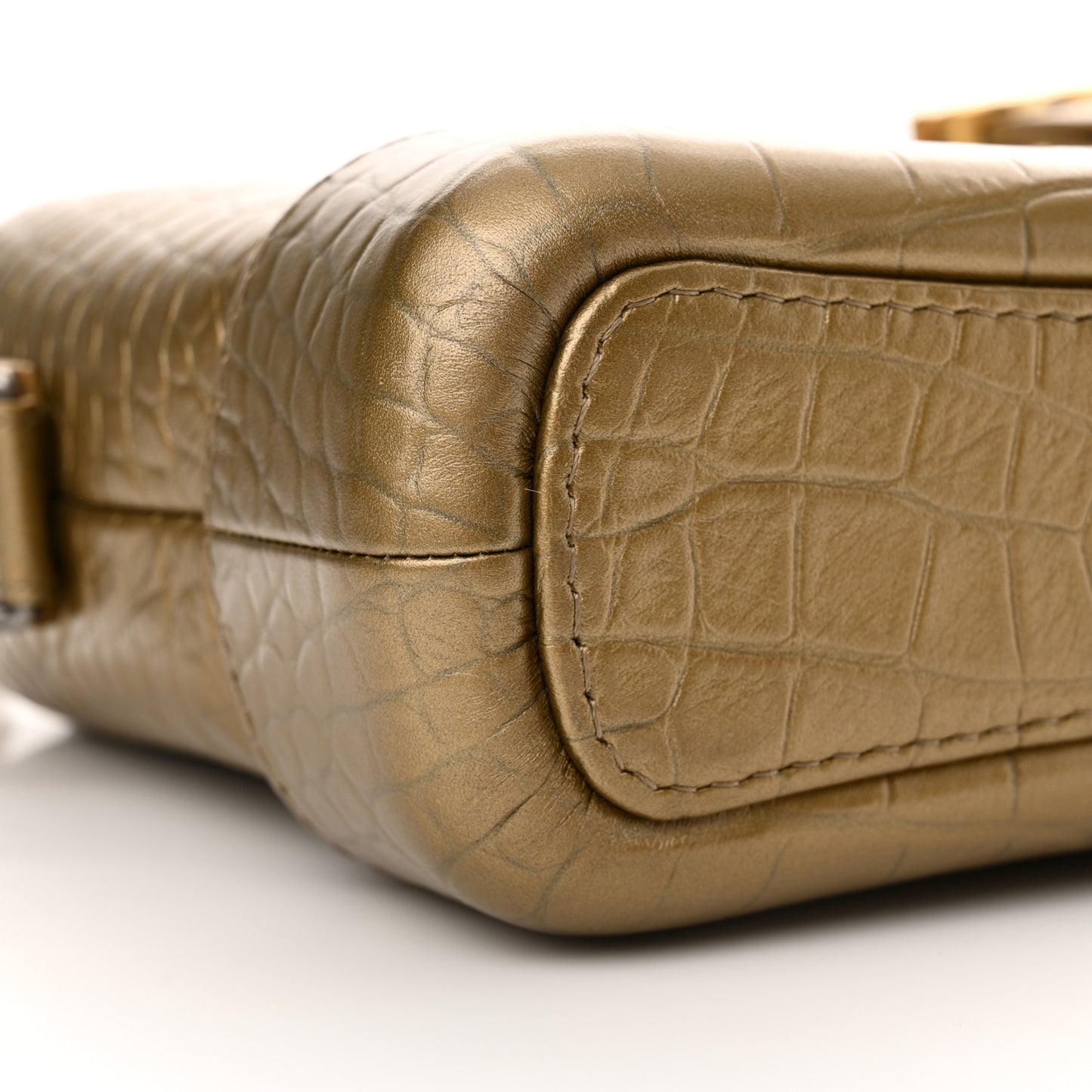 Metallic Calfskin Crocodile Embossed Cocodile Small Gabrielle Hobo Gold