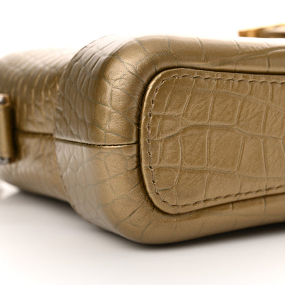 Chanel Metallic Calfskin Crocodile Embossed Cocodile Small Gabrielle Hobo Gold 10 of 11