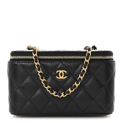 Chanel Lambskin Quilted Small Pearl Crush Vanity Case With Chain Black 1 of 11