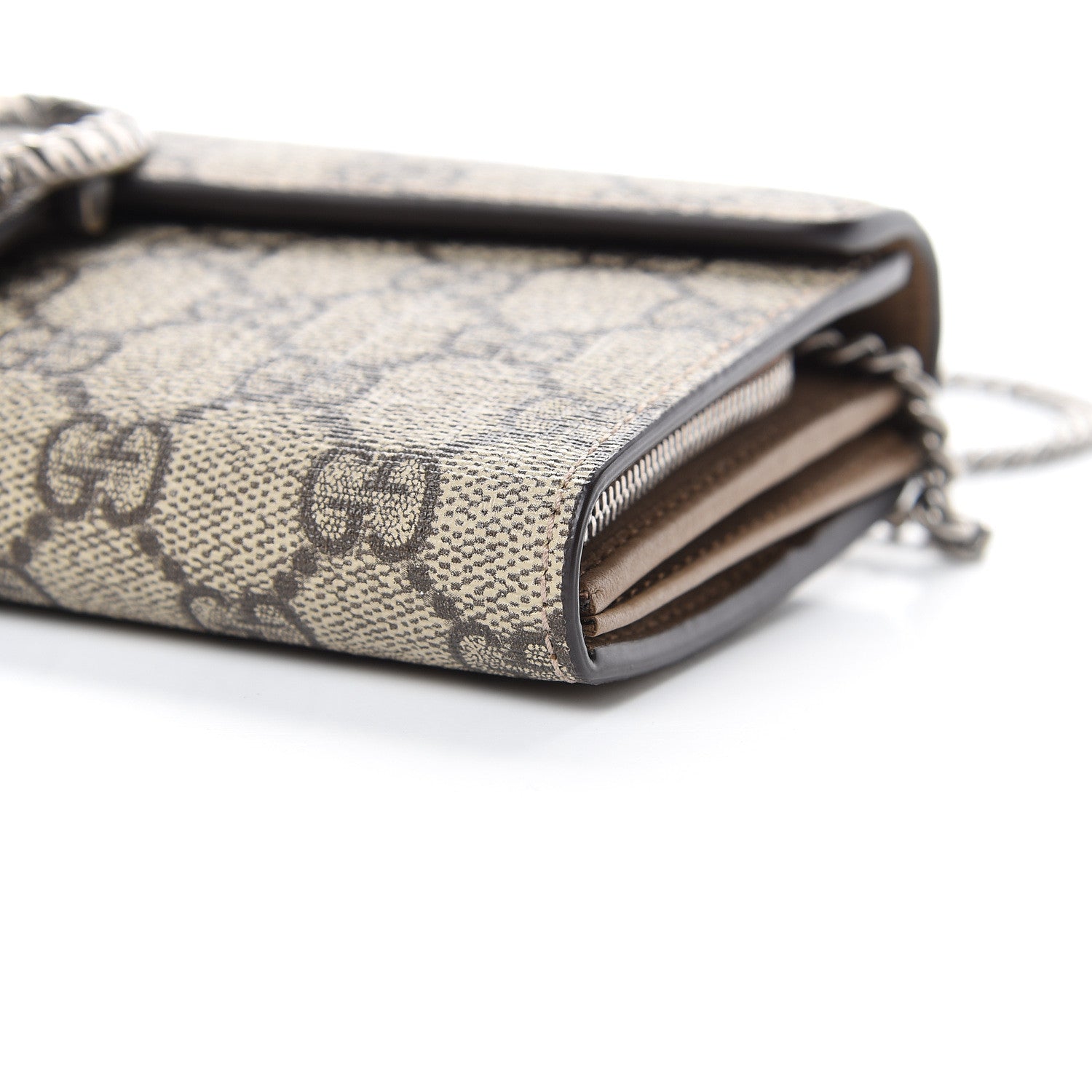 Gucci GG Supreme Monogram Dionysus Chain Clutch Wallet Beige Taupe 5 of 11