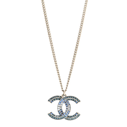 Chanel Crystal Baguette CC Necklace Blue 4 of 6