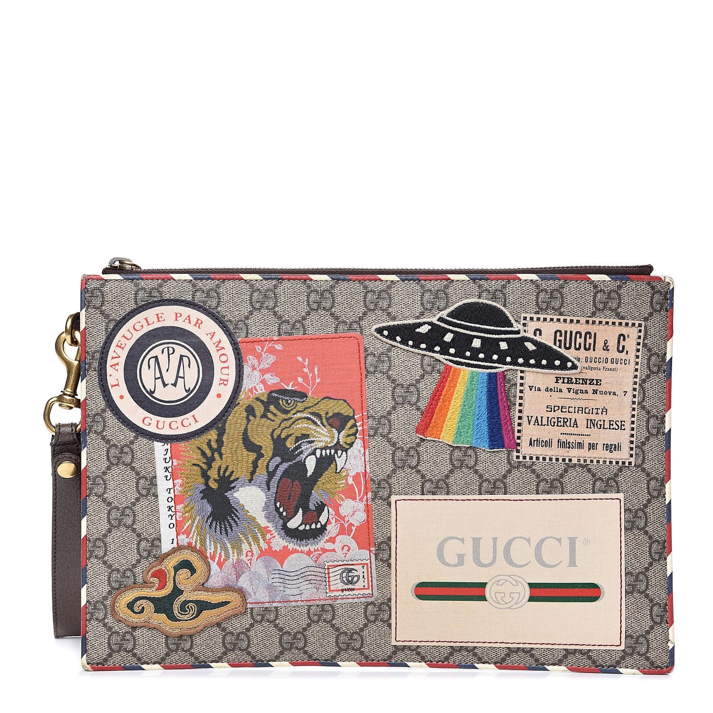 GG Supreme Monogram Courrier Documents Holder Beige New Acero