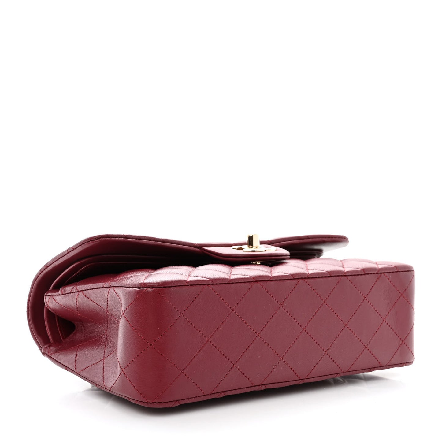 Lambskin Quilted Small Double Flap Burgundy
