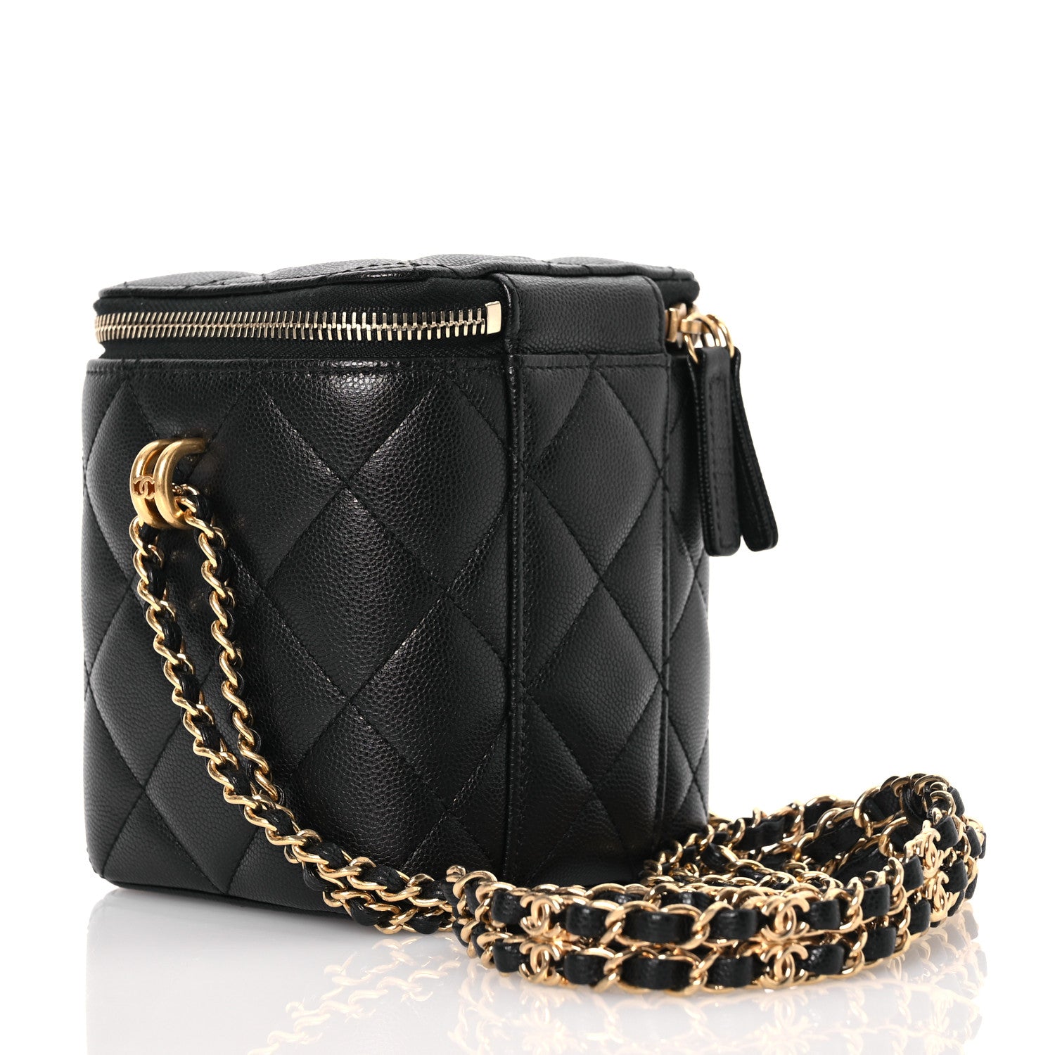 Chanel Caviar Quilted Small Vertical Vanity Case With Chain Black 3 of 12
