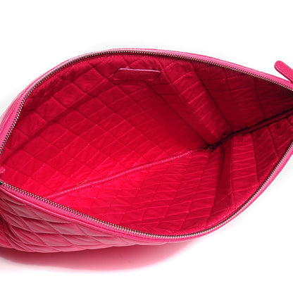 Chanel Lambskin Quilted Large Cosmetic Case Dark Pink 5 of 8