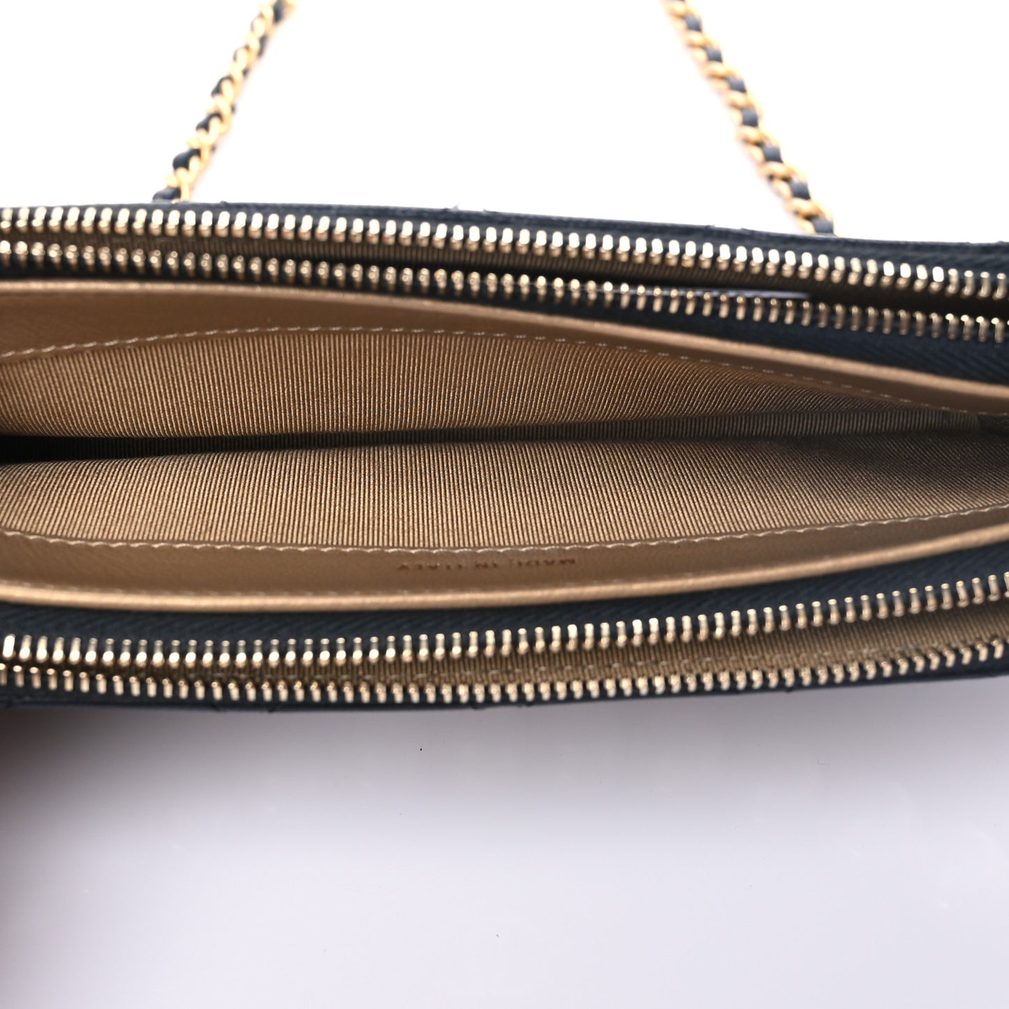 Goatskin Stitched Small Chic Pearls Clutch With Chain Black