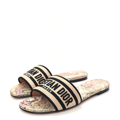 Christian Dior Straw Embroidered Cabinet de la Mer Dway Mules Slide Sandals 38.5 Multicolor 3 of 9