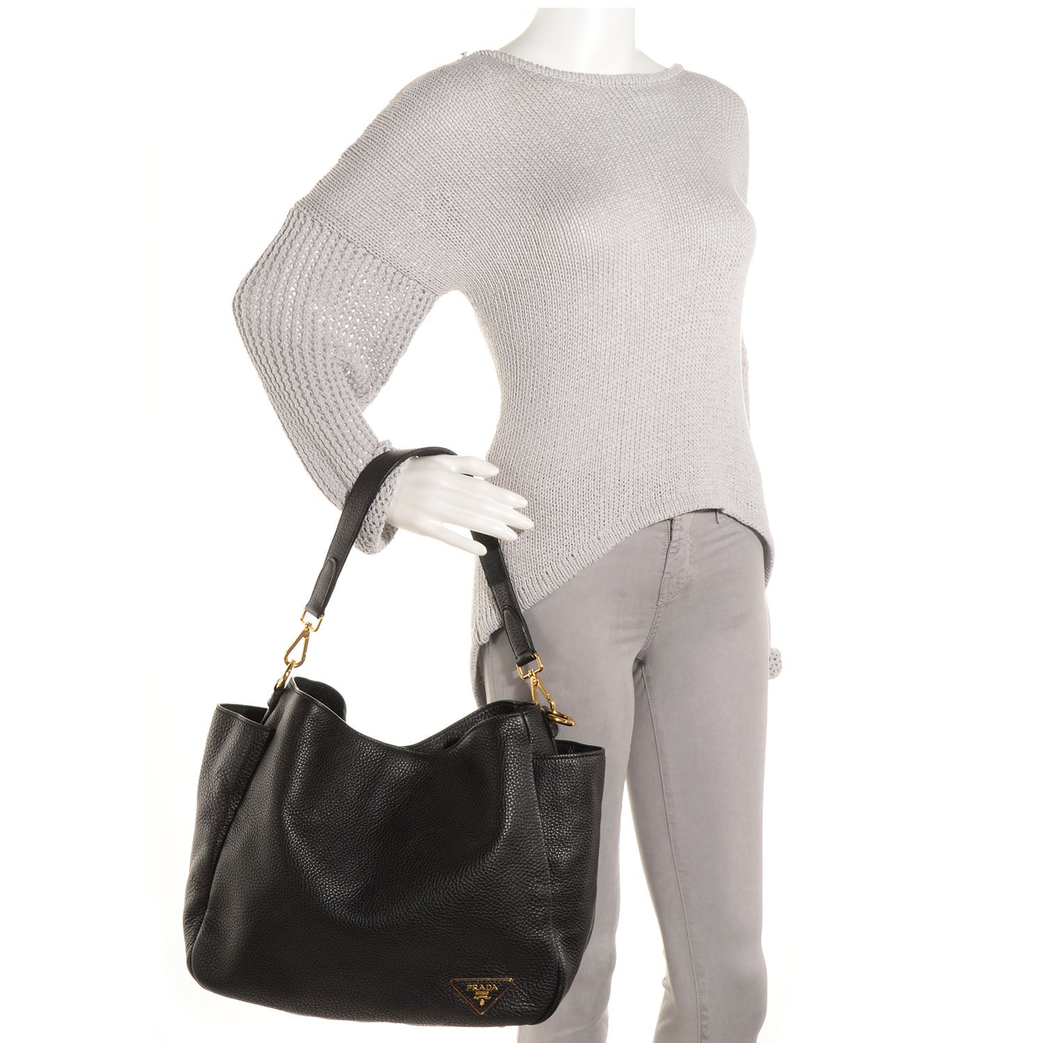 Prada Vitello Daino Side Pocket Hobo Nero Black 2 of 9